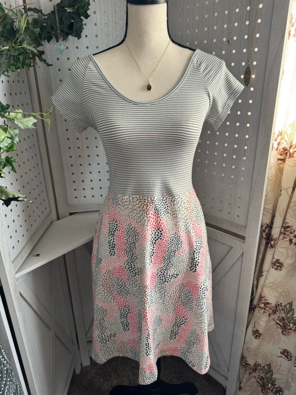Pact Women's Striped Top Pink Patterned Midi Dress